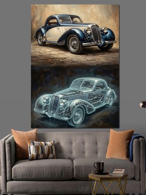 Karizma Tablo Klasik Araba ve Hayalet Yansıması Dekoratif Kanvas - Mdf Ahşap Tablo
