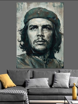 Karizma Tablo Che Guevara Ikonik Devrimci Portresi Dekoratif Kanvas - Mdf Ahşap Tablo
