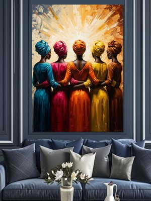 Karizma Tablo Sırtı Dönük El Ele Kadınlar Dekoratif Kanvas - Mdf Ahşap Tablo