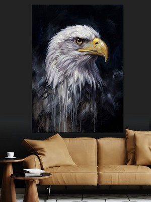 Karizma Tablo Kartal Başı Asil Yakın Portre Dekoratif Kanvas - Mdf Ahşap Tablo