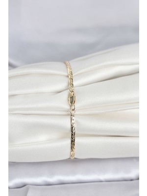 Oska Global cm 14K Gold Renk Yassı Ezme Zincir Model Kadın Bileklik - Lisinya