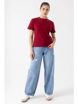 i8 Denim Yırtık Detaylı Barrel Jean