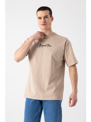 i8 Denim Etnik Baskılı Nakışlı T-Shirt