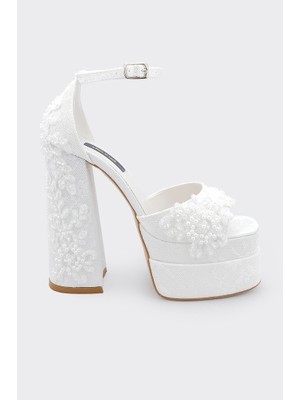 Derinet Bilekten Bantlı Platformlu Kadın Gelinlik Ayakkabı