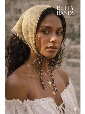 Betty Bands Altın Dokulu Leopar Detaylı Bandana – Bağlamalı Şık Saç Aksesuarı Premium & Vintage Stil