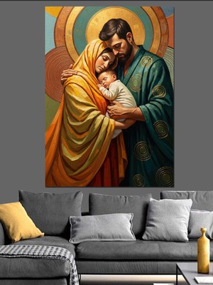 Karizma Tablo Geometrik Desenler ve  Aile Tablosu Dekoratif Kanvas - Mdf Ahşap Tablo