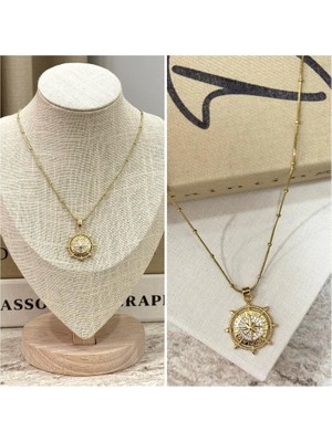 Ca Shopping Dümen Görünümlü Burç Detaylı Çelik Kolye