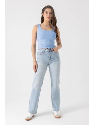 i8 Denim Taşlı Straight Jean