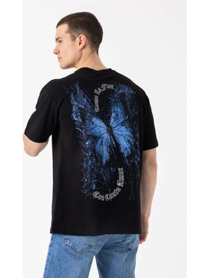 i8 Denim Butterfly Baskılı T-Shirt