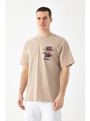 i8 Denim Etnik Baskılı Nakışlı T-Shirt