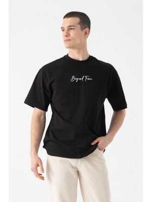 i8 Denim Etnik Baskılı Nakışlı T-Shirt