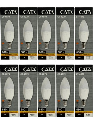 Cata CT-4079 7W 6400K E14 Duylu LED Buji Ampul 10 Adet Beyaz Işık Kolay Montaj Özelliği
