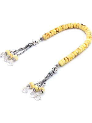 Midyat Nurtaş Gümüş Ayyıldız Gümüş Püsküllü Tekerlek Kesim Damla Kehribar Zaza Tesbih 201025424