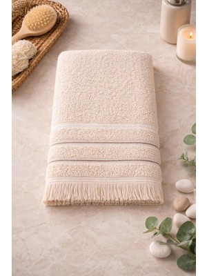 Baveno Home Pamuklu Saçaklı 65X130 cm Yumuşak Renkli Ev & Otel Havlusu Baveno
