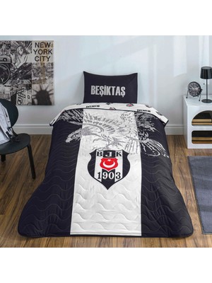 Taç Lisanslı Beşiktaş Kartal Tek Kişilik Yatak Örtüsü Seti