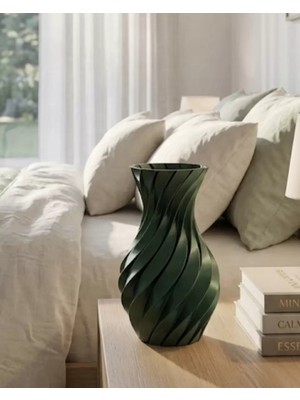 Marsilyan- 3D Ürün Spiral Vazo Yeşil