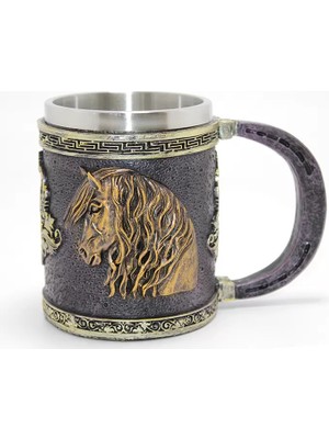 MiraLive 3D Kabartmalı At Büstü Paslanmaz Çelik Kupa Bardak