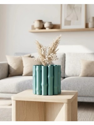 My Best Store Modern Parlak Yeşil Vazo Dekoratif Şık Tasarım Salon Ofis Kullanım