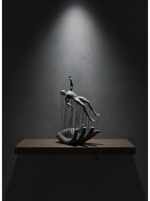 My Best Store Gri El Insan Figürü Minimal ve Anlamlı Dekoratif Biblo Modern Ev Dekorasyonu