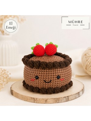 Mühre Doğum Günü Konsept Pasta Yuvarlak Çikolatalı Detay Hediyelik %100 Pamuklu Organik Amigurumi Örgü