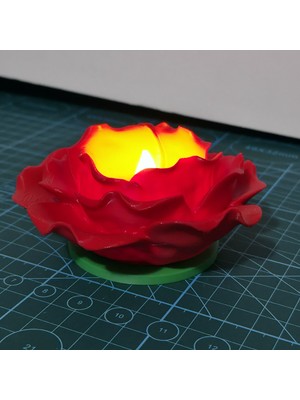 Tasarım Dekoratif 3D Pla Baskı Gül Şeklinde Tealight Mumluk