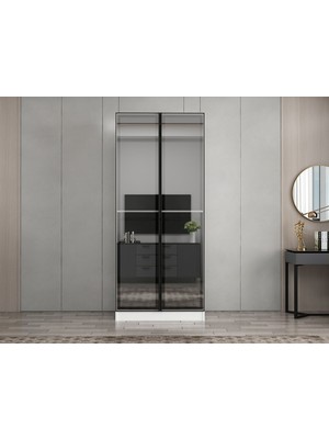 Minar Nisa 2 Kapaklı Dolap Beyaz Reflekte Cam