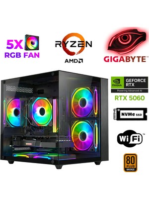 Xaser Savage X70 Ryzen 5 7600 16GB Ddr5 Ram 512GB M.2 Nvme SSD 8gb RTX5060 Masaüstü Oyuncu Bilgisayarı