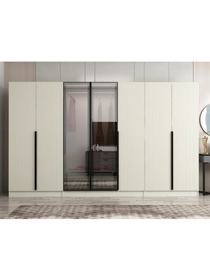 Minar Nisa Plus 7 Kapaklı 2 Çekmece Dolap Kumtaşı Mebran Reflekte Cam