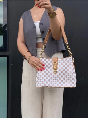 Michael Polo Kadın Şık Klipsli Örgü Detaylı El ve Omuz Çantası Günlük Kullanım