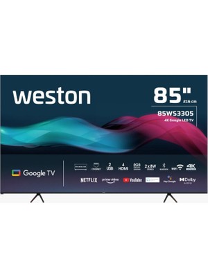 Weston 85WS3305 4K Ultra Hd 85" 216 Ekran Uydu Alıcılı Google Smart LED Tv