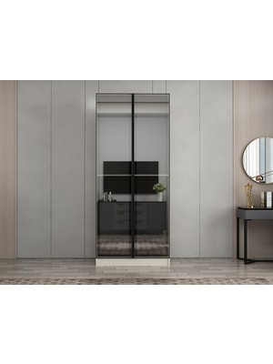 Minar Nisa 2 Kapaklı Dolap Kumtaşı Reflekte Cam