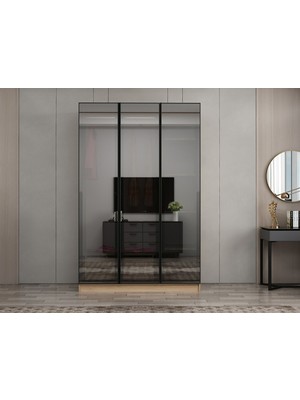 Minar Nisa 3 Kapaklı 2 Çekmece Dolap Dore Reflekte Cam