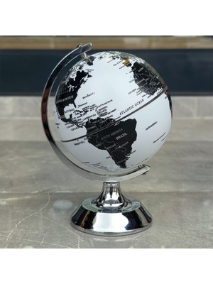 Oska Global Metal Ayaklı Siyah Beyaz Dünya Küresi