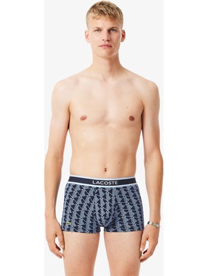 Lacoste Erkek 3'lü Monogram Lacivert Boxer 5H4970 Aıf