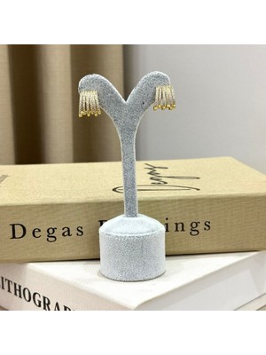 Ca Shopping Sıra Taş Detaylı Altın Kaplama Küpe