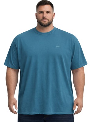 Battal Moda Battalmoda Erkek Büyük Beden Petrol Basic Kısa Kollu Tişört 3xl-4xl-5xl-6xl-7xl-8xl