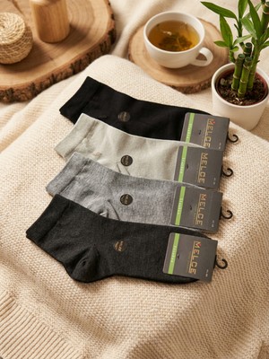 Melce Çorap 12'li Paket Erkek Bambu Dikişsiz Yarım Konç Çorap Seti (41-44)