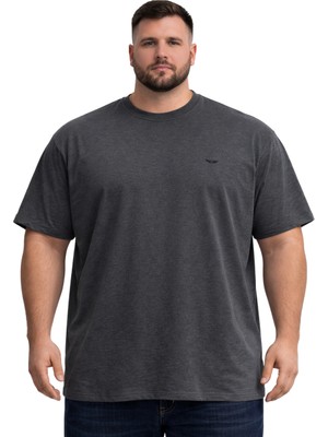 Battal Moda Battalmoda Erkek Büyük Beden Antrasit Basic Kısa Kollu Tişört 3xl-4xl-5xl-6xl-7xl-8xl