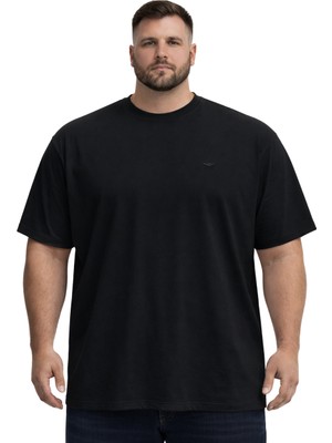 Battal Moda Battalmoda Erkek Büyük Beden Siyah Basic Kısa Kollu Tişört 3xl-4xl-5xl-6xl-7xl-8xl
