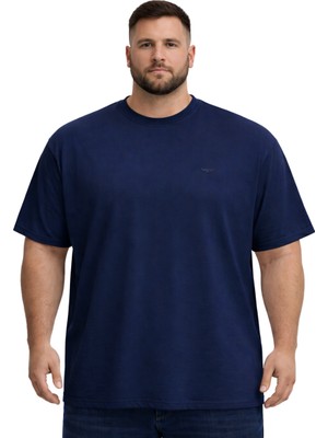 Battal Moda Battalmoda Erkek Büyük Beden Lacivert Basic Kısa Kollu Tişört 3xl-4xl-5xl-6xl-7xl-8xl