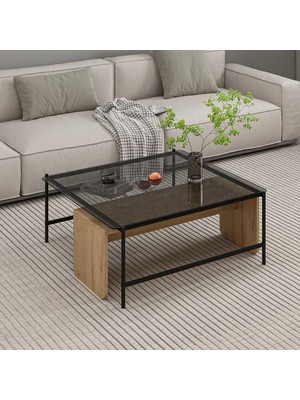 Minar Maren Orta Sehpa Camlı Metal Ayaklı-Sepet