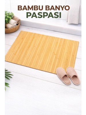 Ciho Socks Ciho Bambu Kaydırmaz Tabanlı Banyo Paspası/ Matı Katlanabilir Koku Yapmaz Paspas 70×45 cm