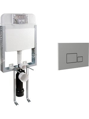 Nkp Basic Gömme Rezervuar -Tuğla Tipi, S1 Mat  Krom Kapak -Set 2 PARÇA-NPS.0020.040.01