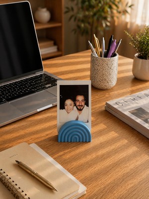 Bit Byte Brick Rainbow Polaroid Fotoğraf Standı - Instax Masaüstü Fotoğraf Tutucu - Pus Mavi