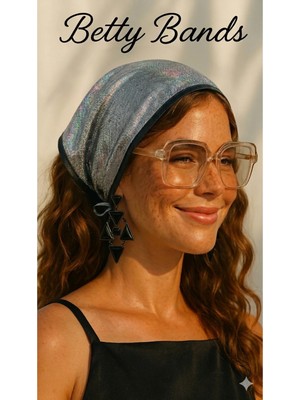 Betty Bands Işıltılı Siyah Simli Bandana Fular– Ayarlanabilir Bağlamalı Şık Saç Aksesuarı