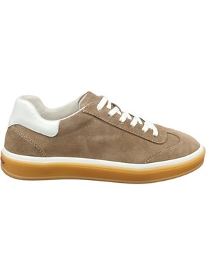 Kadın Günlük Sneaker Ayakkabı Hakiki Nubuk Deri Hafif Bağcıklı Rahat Spor Ayakkabı Palmiye 1060Z