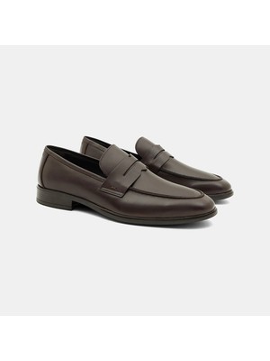 Desa Erkek Koyu Kahve Klasik Slip-On Deri Loafer