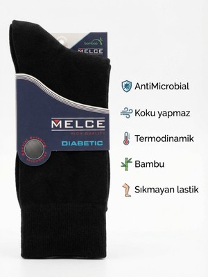 Melce Çorap Diyabetik Çorap Avantajlı 12'li Paket: Erkek Dikişsiz Sıkmayan Özel Lastikli Stok Seti (43-46)