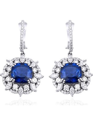 Makdis Pırlanta 10.50 Karat Safir Pırlanta Küpe