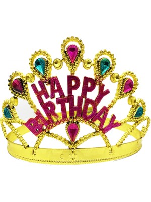 MiraLive Altın Renk Happy Birthday Doğum Günü Tacı